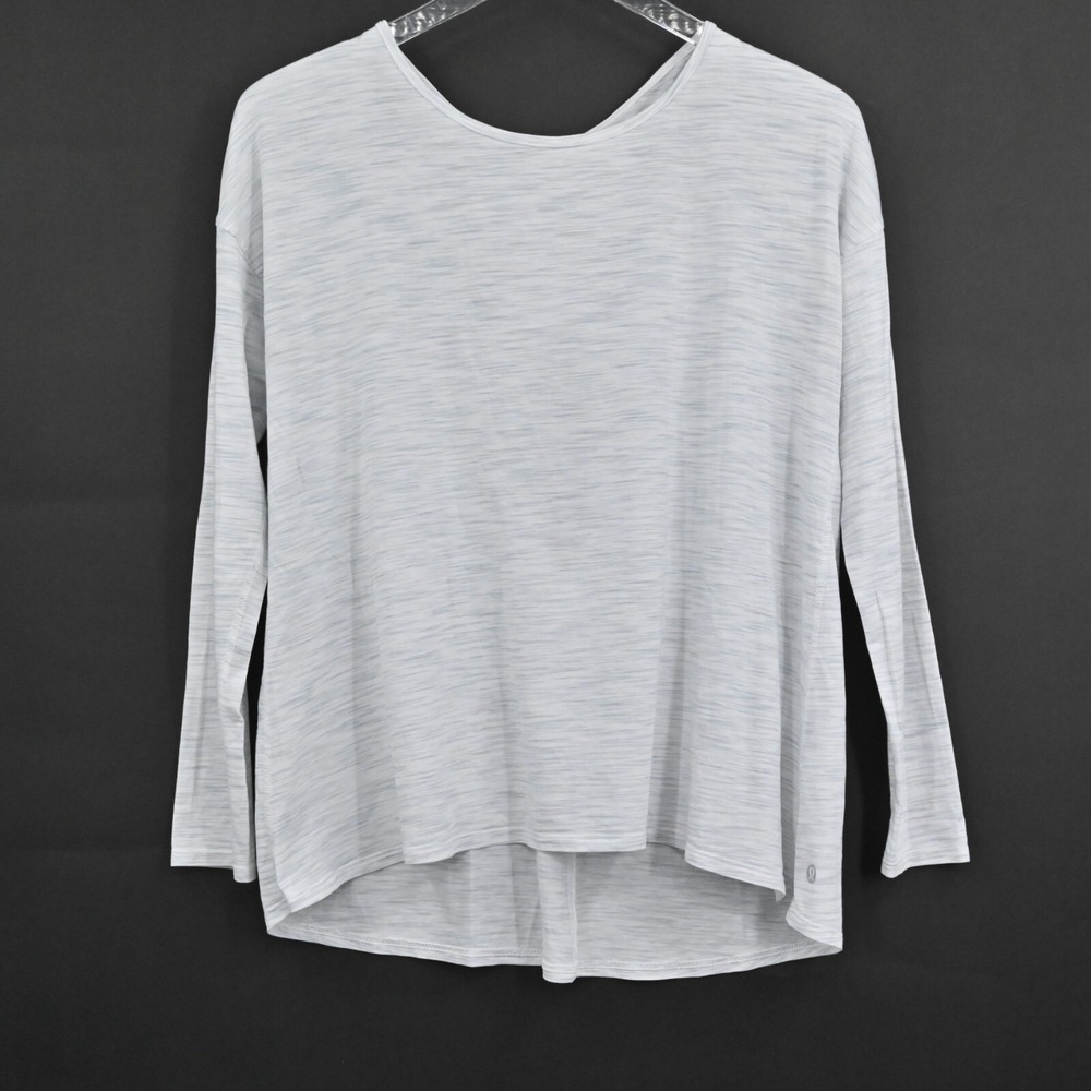 Lululemon‎ Back Into It Top Womens Size 4 Space Dye Alpine White Ice Gray Logo